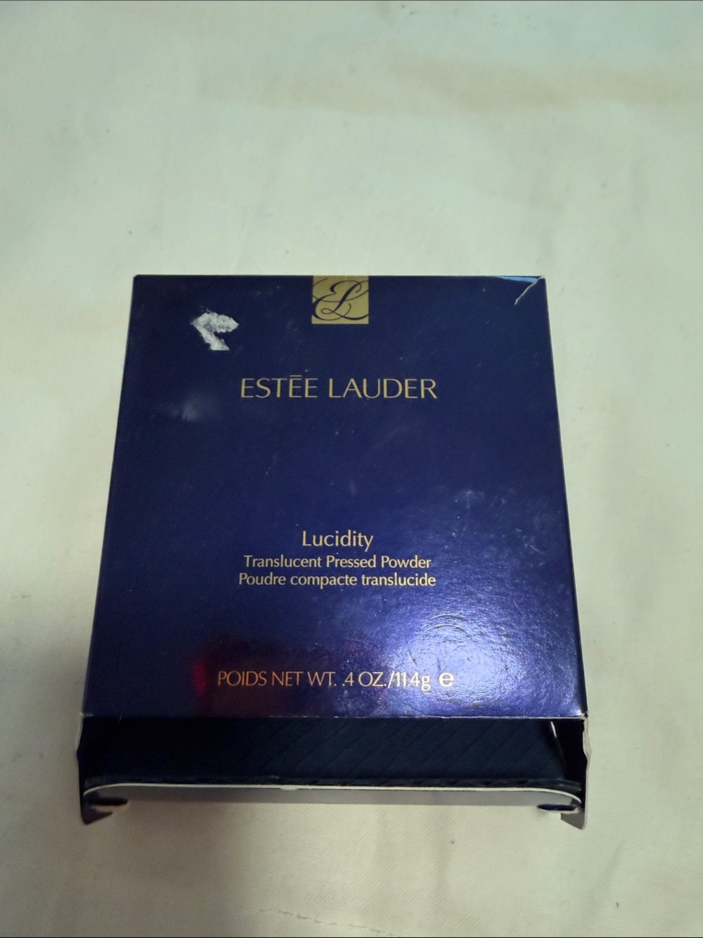 Estee Lauder Navy and Gold Lucidity Translucent Pressed Powder Box